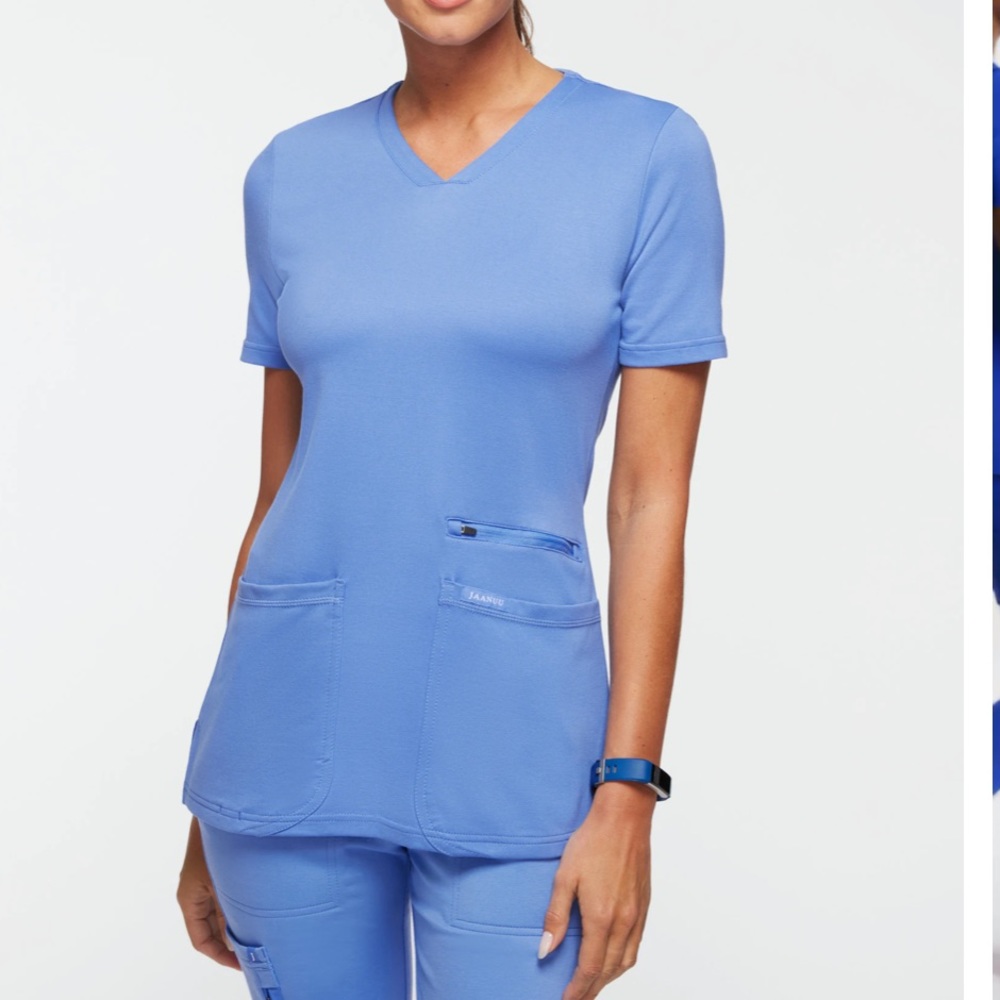 Jaanuu ceil blue scrub top